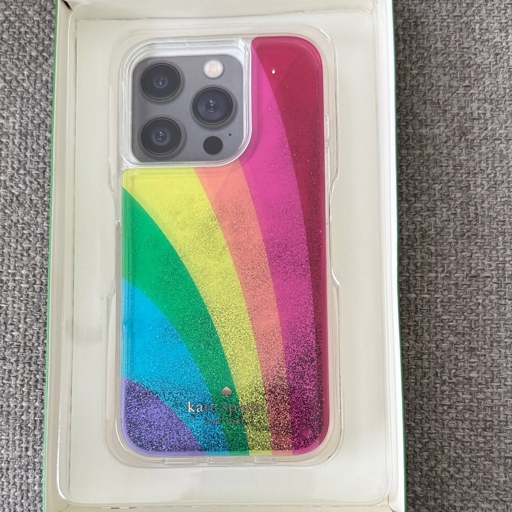 Kate Spade iPhone 15 Pro Rainbow Glitter Phone Case